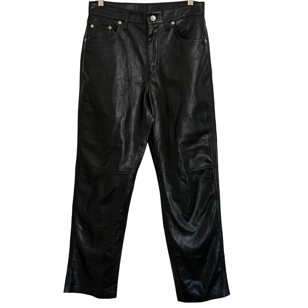 Nanushka Faux Leather Black Pants Straight Women’s Size Medium Old money Biker